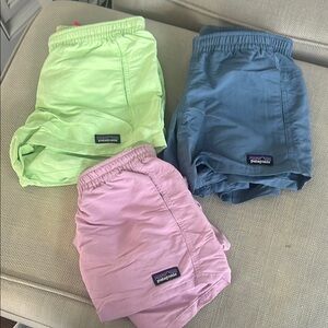 Patagonia Kids' Shorts - Green, Blue, and Pink set of 3 pairs
